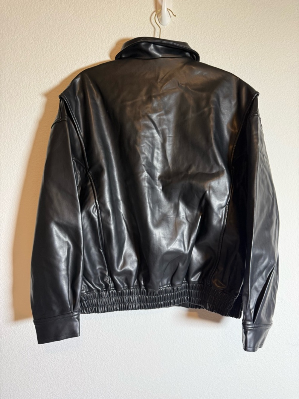 Lioness Kenny Bomber Jacket Black Faux Leather Oversized‎ Minimalist Chic M - Picture 2 of 6